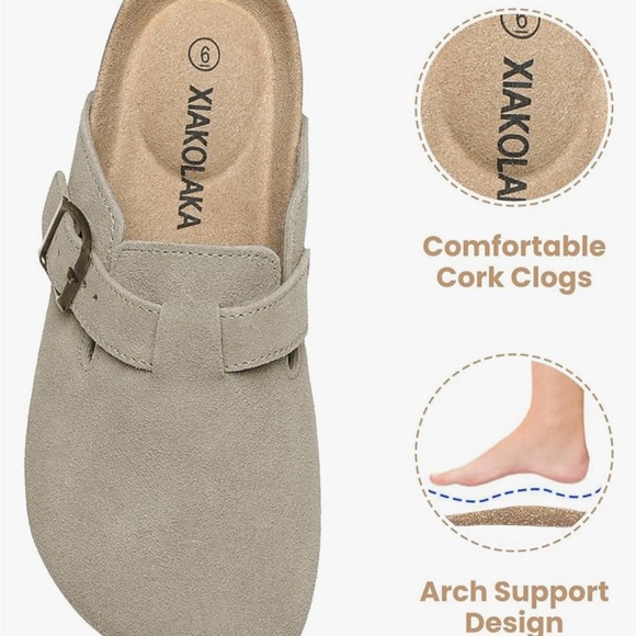 ❌SOLD Women’s Beige Suede Boston Clogs - Picture 2 of 8